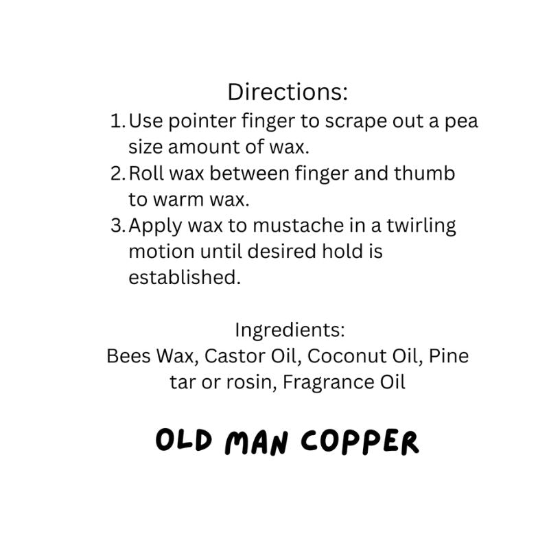 Old Man Copper "Asphalt Operator" Cedar Leather Mustache Wax 1 oz