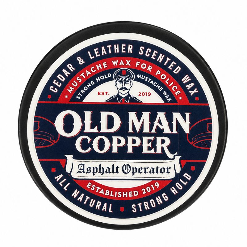 Old Man Copper "Asphalt Operator" Cedar Leather Mustache Wax 1 oz