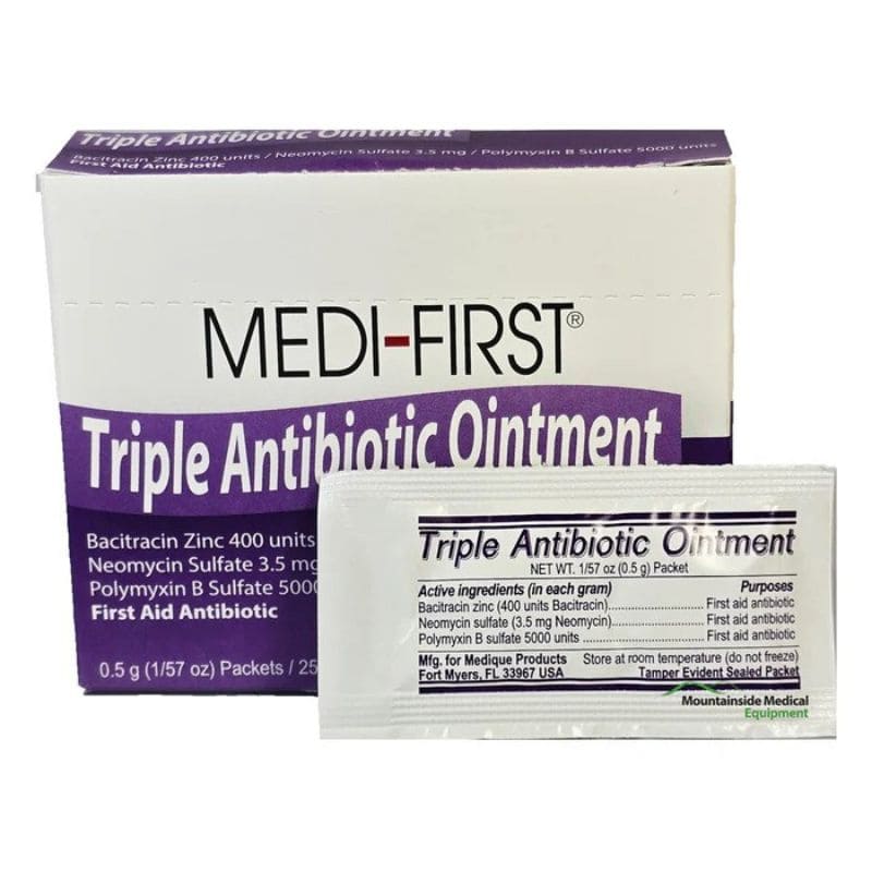 Medi-First Triple Antibiotic Ointment packaging on a white background