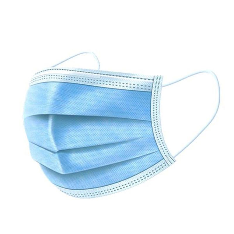 Blue surgical mask on a white background