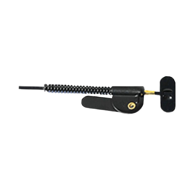Black metal tool with a spring on a white background